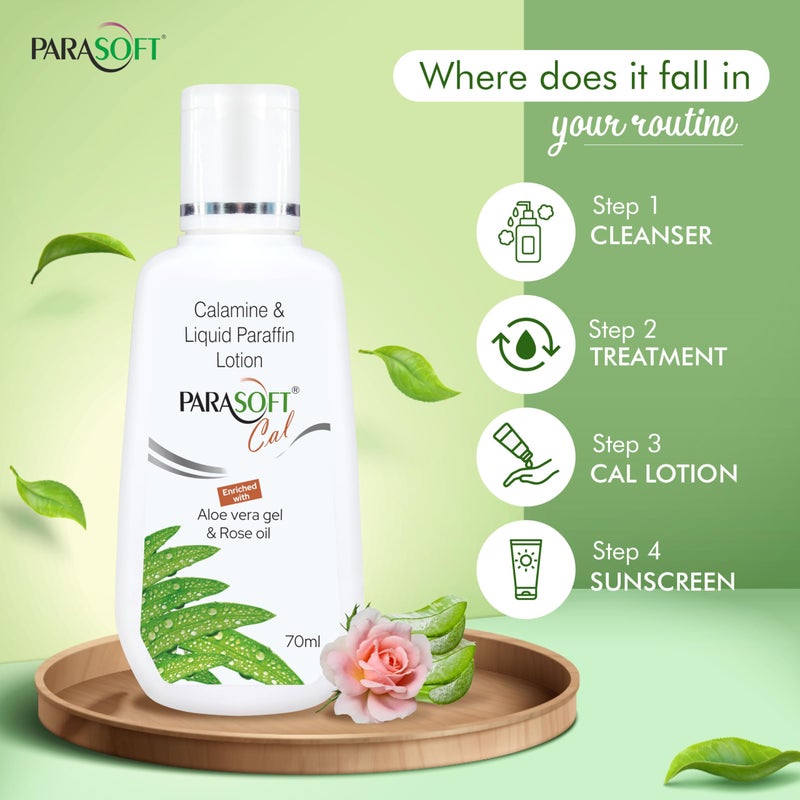 Parasoft Cal Body Moisturizing Lotion With Calamine, Aloevera And Rose Oil | Soothing Restoring Moisturizer | Relief Irritating Rashes Burns | Non-sticky Formulation For All Type Skin - 70 ml - Image 4